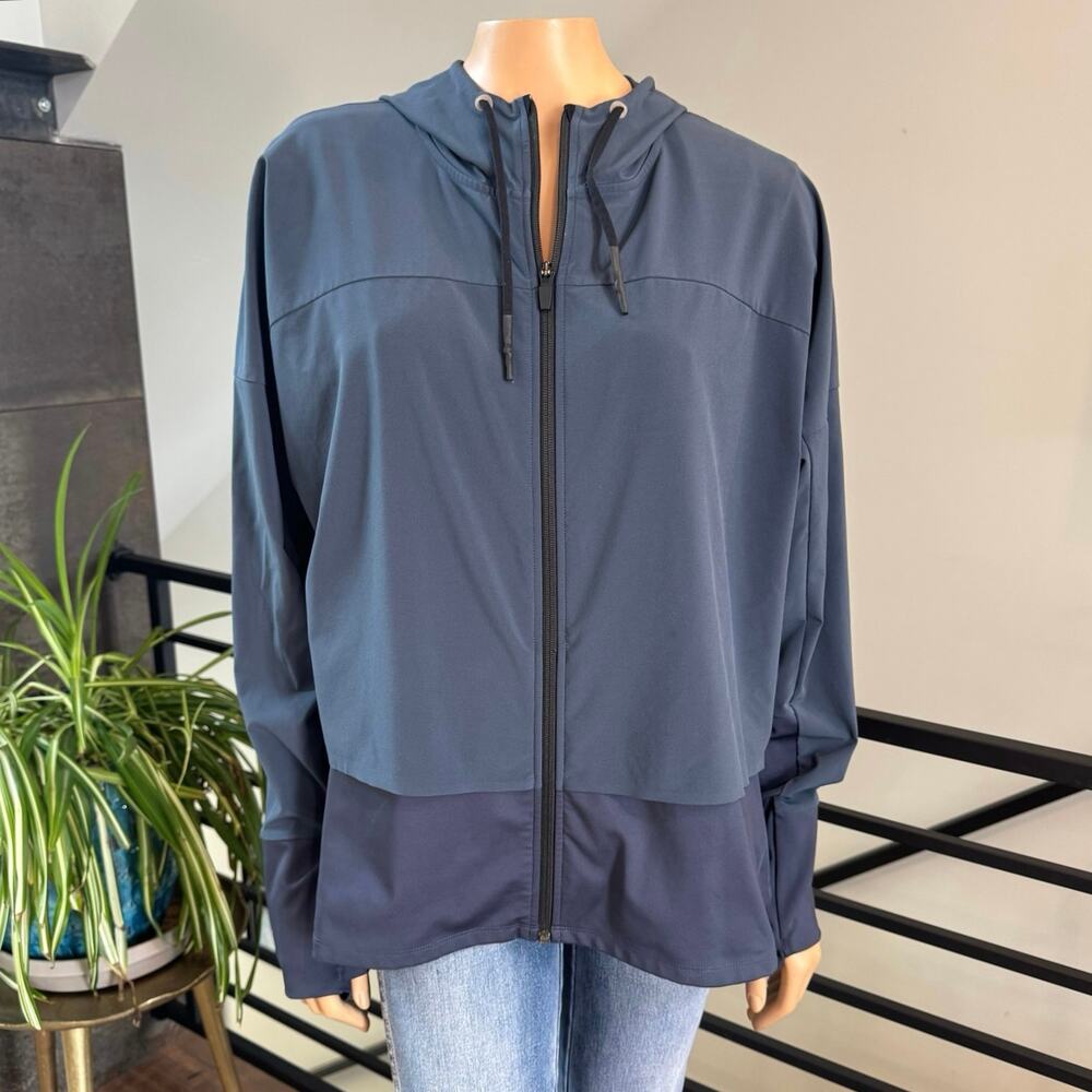 REI Co-Op Women’s XL Hooded Windbreaker Jacket Blue Two-Tone Lightweight
